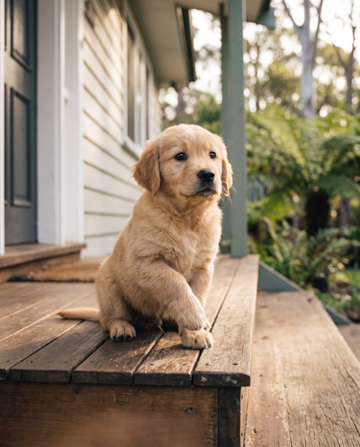Puppy on its first morning home
